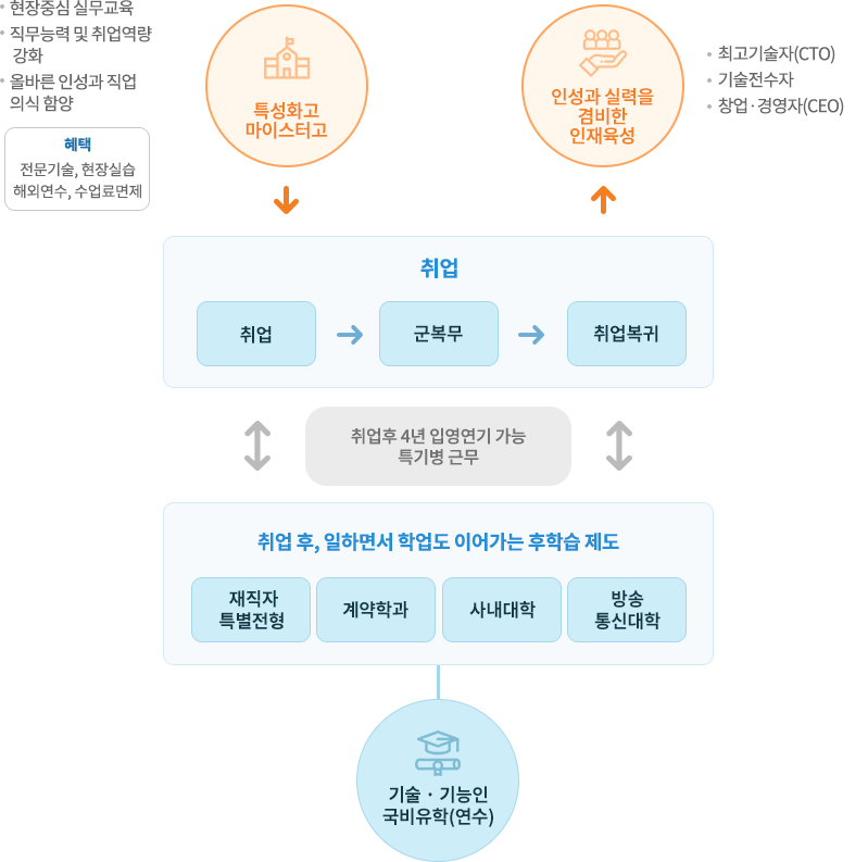 특성화고·마이스터고 학생의 성장 경로 이미지